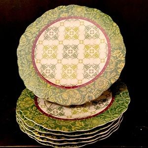 Merritt set of 6 100% Melamine Embosses Greens Dinner Plates